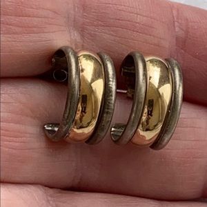 Vintage sterling silver & gold plated hoop earrings